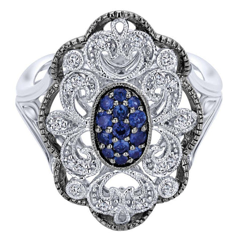 Gabriel & Co. Victorian Sterling Silver Jewelry Ring