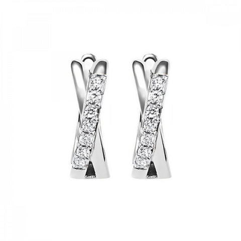 10K White Gold Diamond Huggie Hoops 0.17CTW