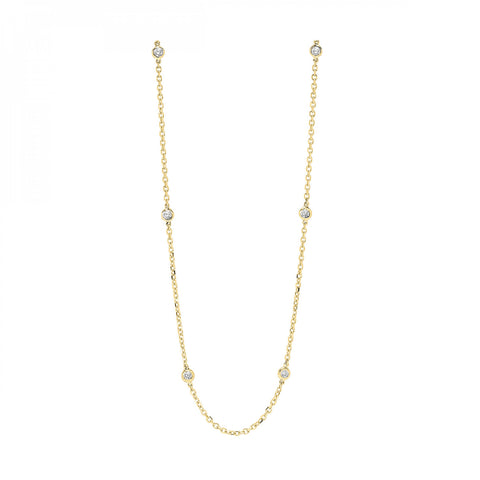 14K Gold Diamonds By The Yard Bezel Diamond Necklace (0.25, 0.50, 0.75, 1.00, 1.50 or 2.00CTW)