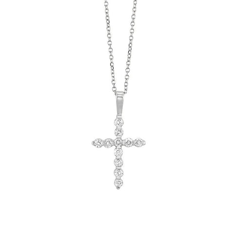 14kw cross bar set diamond necklace 1/4ct, fr1221-1y