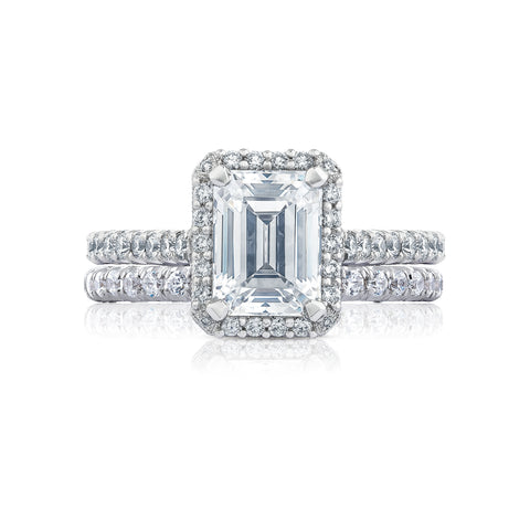 Tacori 18k White Gold Petite Crescent  Engagement Ring Setting (0.55 CTW)