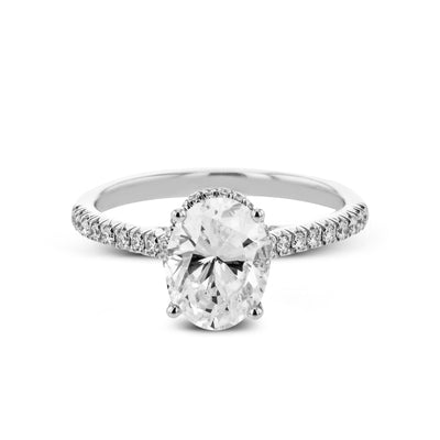 Simon G. Oval Cut Hidden Halo Engagement Ring Setting (0.32CTW)