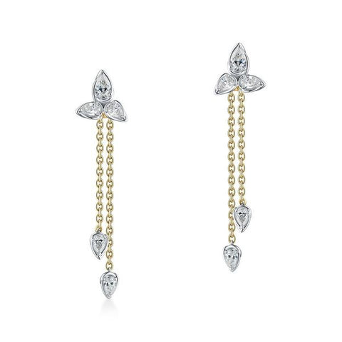 1.70 CTW Pear Diamond Two-Toned Dangle Earrings