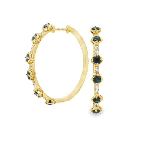 Sapphire & Diamond Oval Hoops