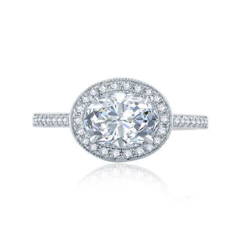 A.JAFFE Art Deco Oval Diamond Engagement Ring Setting (0.36 ctw)