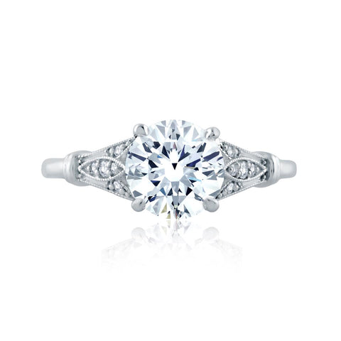 A.JAFFE Art Deco Round Diamond Engagement Ring Setting (0.11 ctw)