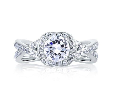 A.JAFFE Art Deco Round Diamond Engagement Ring Setting (0.34 ctw)