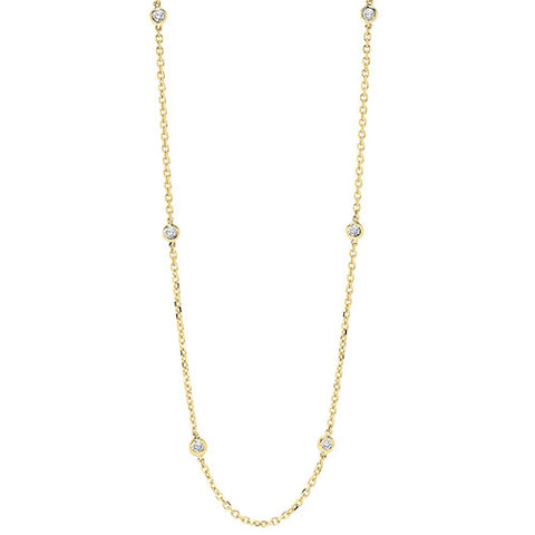 2 CTW Diamond By The Yard Bezel Diamond Necklace in 14KY