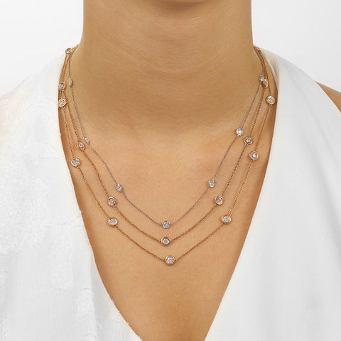 14K Gold Diamonds By The Yard Bezel Diamond Necklace (0.25, 0.50, 0.75, 1.00, 1.50 or 2.00CTW)