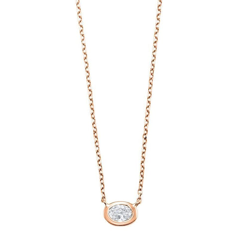14K Rose Gold Oval Shaped Diamond Pendent (0.25 CTW)