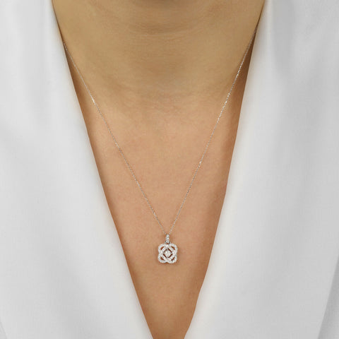 14K White Gold Love's Crossing Diamond Pendant (0.25 ctw)