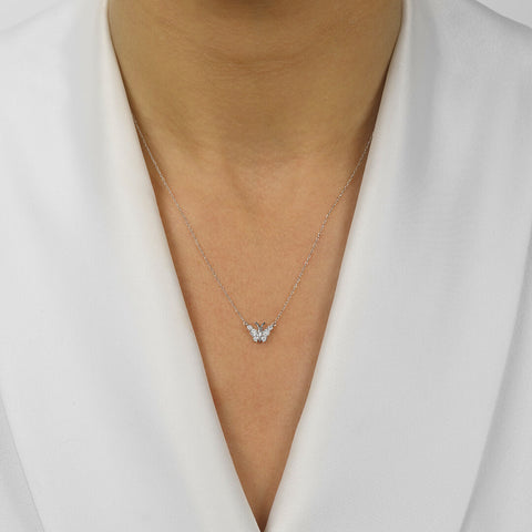 Butterfly Pendant in White Gold