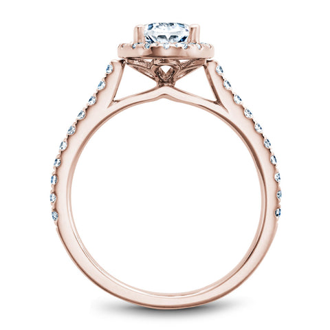 Noam Carver Rose Gold Oval Diamond Engagement Ring Setting with Halo (0.39 CTW)