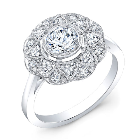 Jolie Designs Round Diamond Vintage Engagement Ring (0.72 CTW)