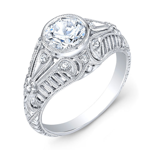 Jolie Designs Round Diamond Vintage Engagement Ring (0.15 CTW)