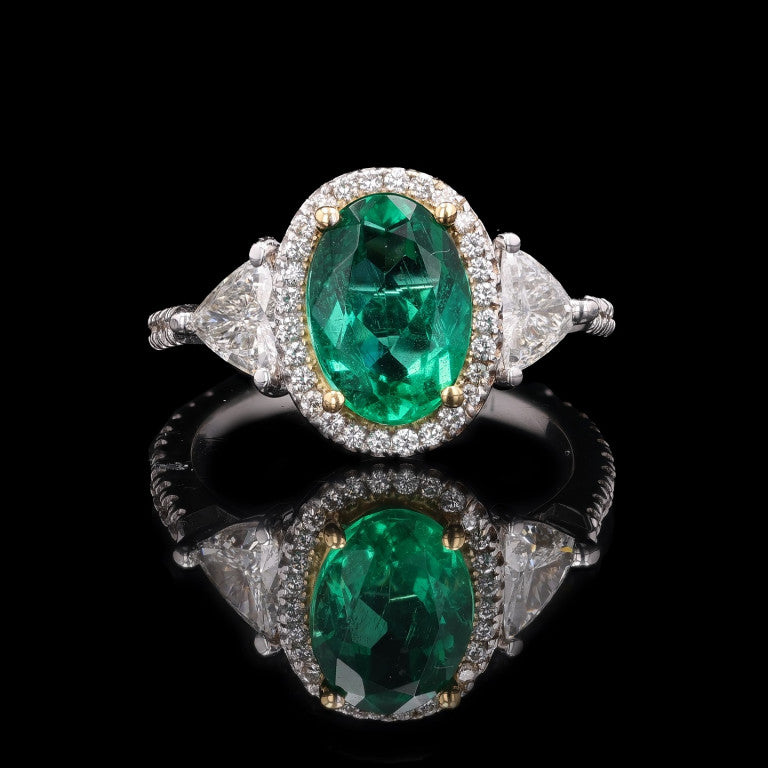 Oval Emerald and Diamond Ring