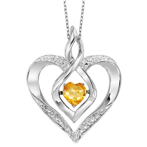 Silver Diamond & Created Citrine Pendant
