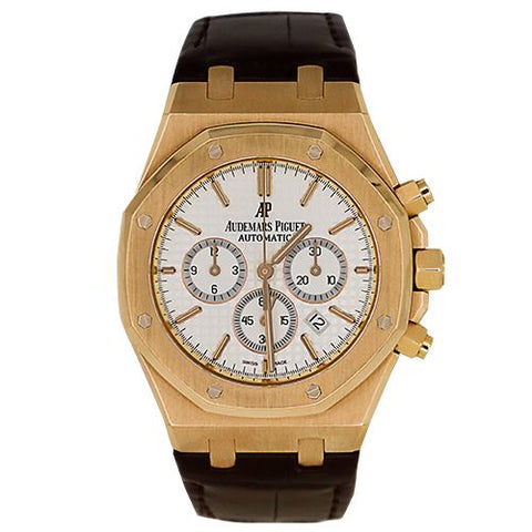 Audemars Piguet Royal Oak Chronograph 18K Rose Gold Brown Leather Strap (Pre-Owned)