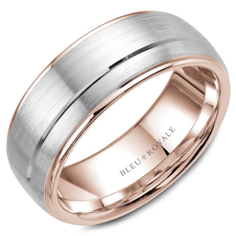 Bleu Royale Rose and White Gold Mens Band RYL-002WR85