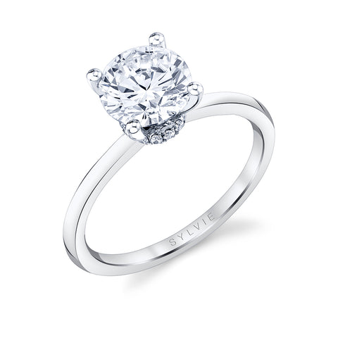 Sylvie Round Solitaire Hidden Halo Engagement Ring Setting