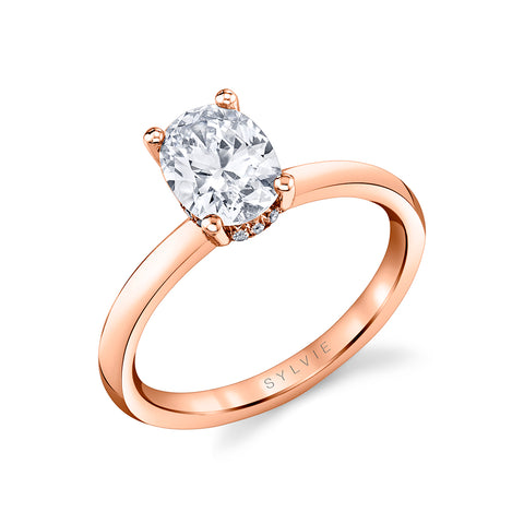 Sylvie Melany Oval Hidden Halo Engagement Ring Setting