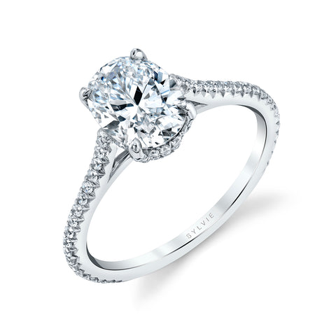 Sylvie Steffi Oval Classic Hidden Halo Engagement Ring Setting