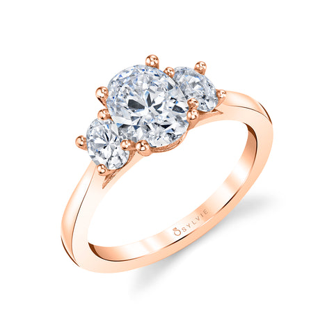 Sylvie Guinevere Oval Three Stone Engagement Ring Setting