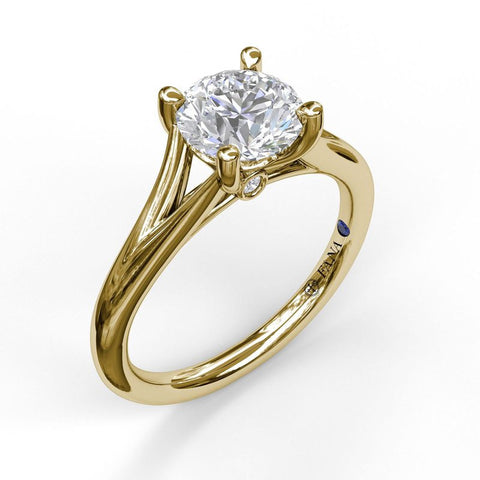 FANA Round Cut Solitaire Engagement Ring Setting With Delicate Split Band