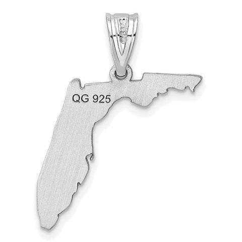Sterling Silver Rhodium-plated LogoArt University of Florida State Pendant