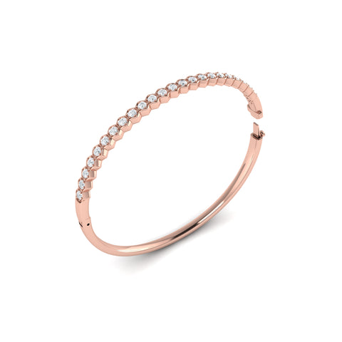 Vlora Serafina 14K Diamond Honeycomb Hinged Bangle (Diamond 1.38CTW)