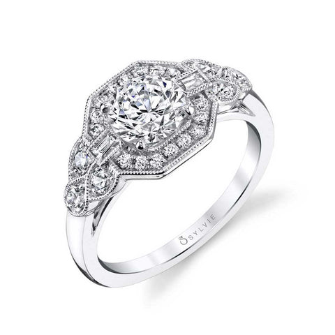 Sylvie Francesca Vintage Round Engagement Ring Setting