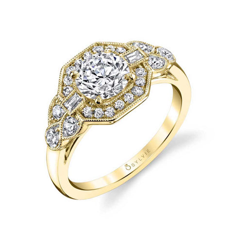 Sylvie Francesca Vintage Round Engagement Ring Setting