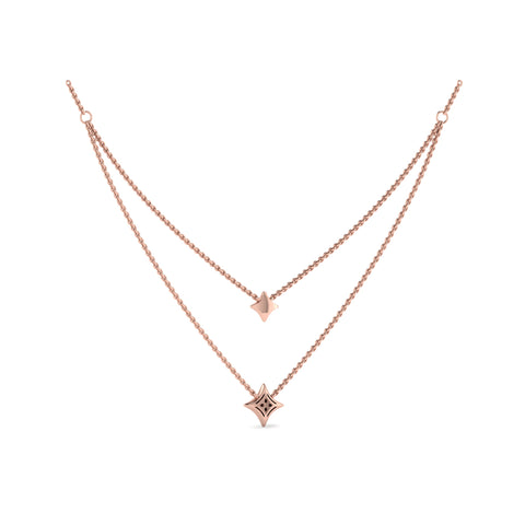 Vlora Estrella 14K Two Row Diamond Vlora Star Pendant Necklace (0.33CTW)