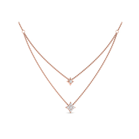 Vlora Estrella 14K Two Row Diamond Vlora Star Pendant Necklace (0.33CTW)
