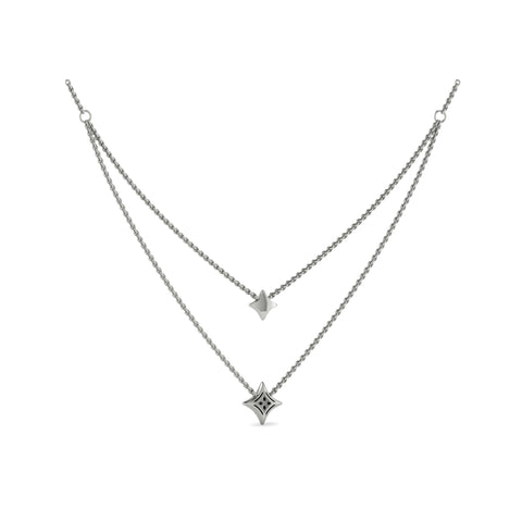 Vlora Estrella 14K Two Row Diamond Vlora Star Pendant Necklace (0.33CTW)