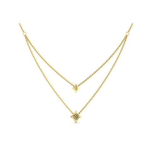 Vlora Estrella 14K Two Row Diamond Vlora Star Pendant Necklace (0.33CTW)