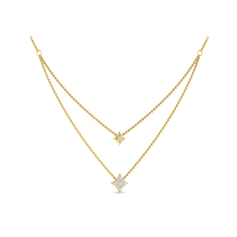 Vlora Estrella 14K Two Row Diamond Vlora Star Pendant Necklace (0.33CTW)