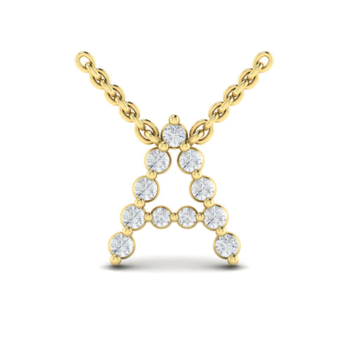 Vlora Amuleta 14K Diamond Initial Pendant Necklace (Approximately 0.2CTW)