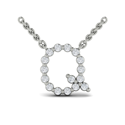 Vlora Amuleta 14K Diamond Initial Pendant Necklace (Approximately 0.2CTW)