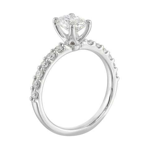 14Kt White Semi Mount 3/8Ctw For 1Ctw Oval Center