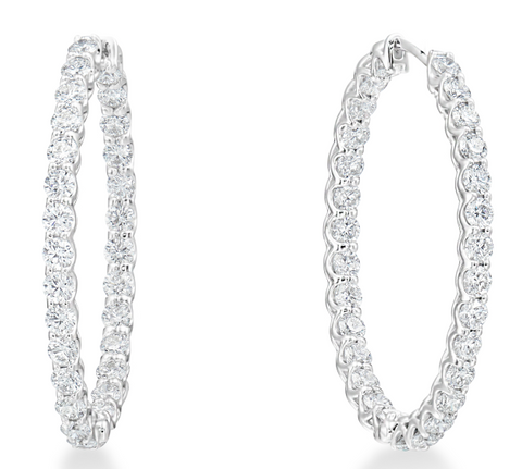 A Link Abbracci 8.56 ctw U-Prong Inside/Out Diamond 18K White Gold Hoops