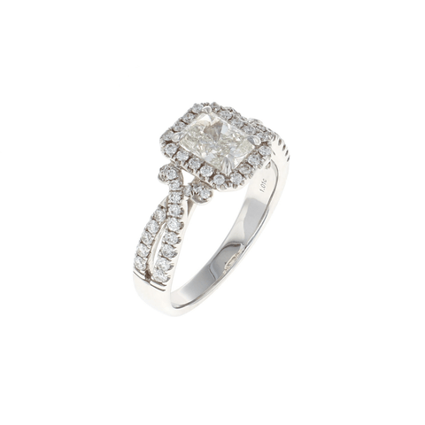 Complete Radiant Halo Diamond Engagement Ring (1.47CTW)