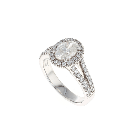Oval Halo Complete Engagement Ring (1.53CTW)