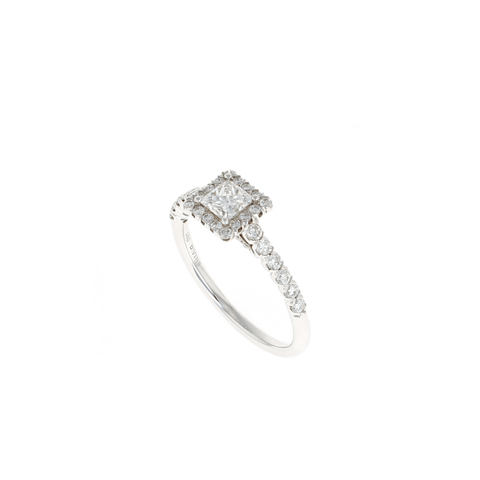 Princess Complete Diamond Halo Engagement Ring (0.86CTW)
