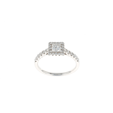 Princess Complete Diamond Halo Engagement Ring (0.86CTW)