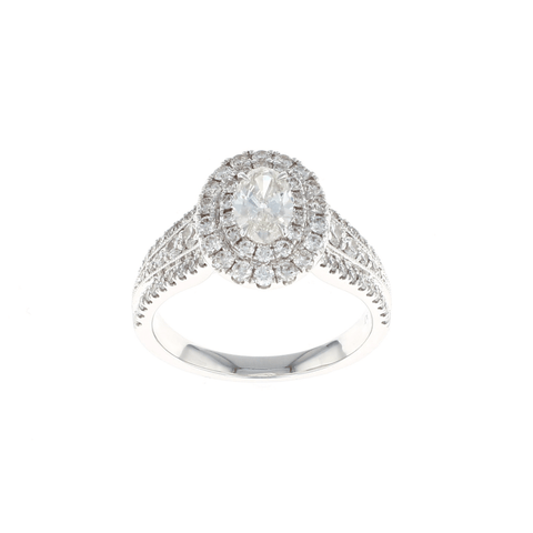 Oval Double Halo Complete Engagement Ring (1.43CTW)