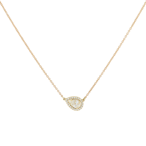 Zeghani 14k Gold Pear Halo Station Pendant