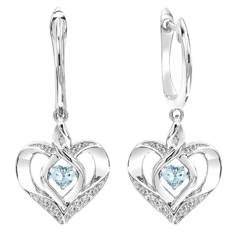 Silver Diamond & Created Aquamarine Earring