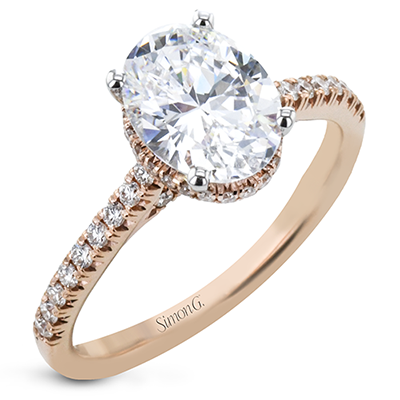 Simon G. Oval Cut Hidden Halo Engagement Ring Setting (0.32CTW)