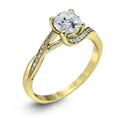 Zeghani Nature Lover Engagement Ring ZR560 WHITE 14K SEMI YELLOW